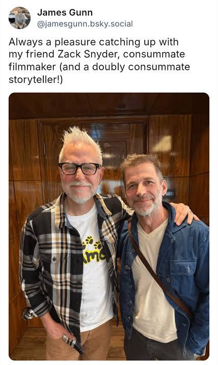 Link10265's tweet photo. @BaramosGonus Hey who wrote the screenplay to Zack Snyders first feature film again? 

Also here’s Gunns comments on their little reunion, yea they definitely don’t sound like good friends by that wording https://t.co/4JCOkvuSGO