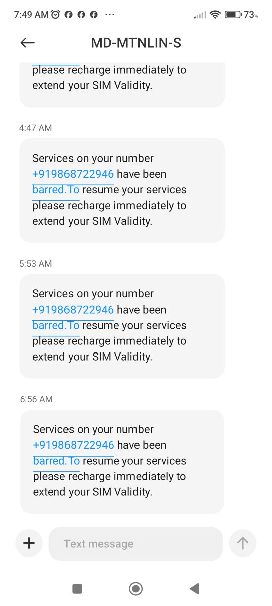 munmunsri1978's tweet photo. @CMDBSNL inspite of Jeevan sathi (JS) life time validity plan my number Xxxx 722946 barred,.Recd.Msg to recharge in every 30 min How much denomination to recharge ? an audio tape threatened that number will be deactivated on 9t june @DOT @TRAI @PMOIndia @narendramodi @JM_Scindia https://t.co/9sQcCfN8FP