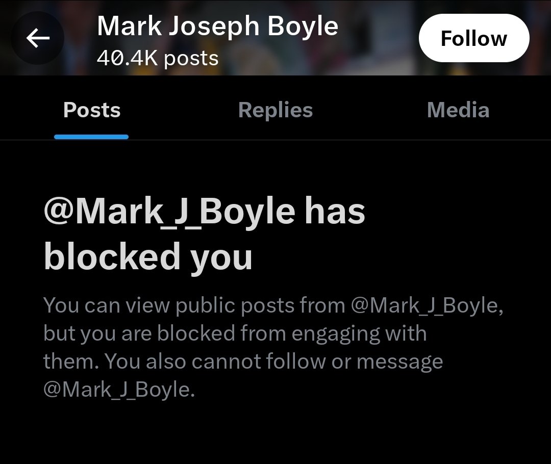 cbland1979's tweet photo. This is very strange.  It seems that I've been blocked by a person who I deeply admire and respect.  I don't think @Mark_J_Boyle is in control of his account.  I can't make any sense out of it otherwise. https://t.co/LKtVqrC8yQ