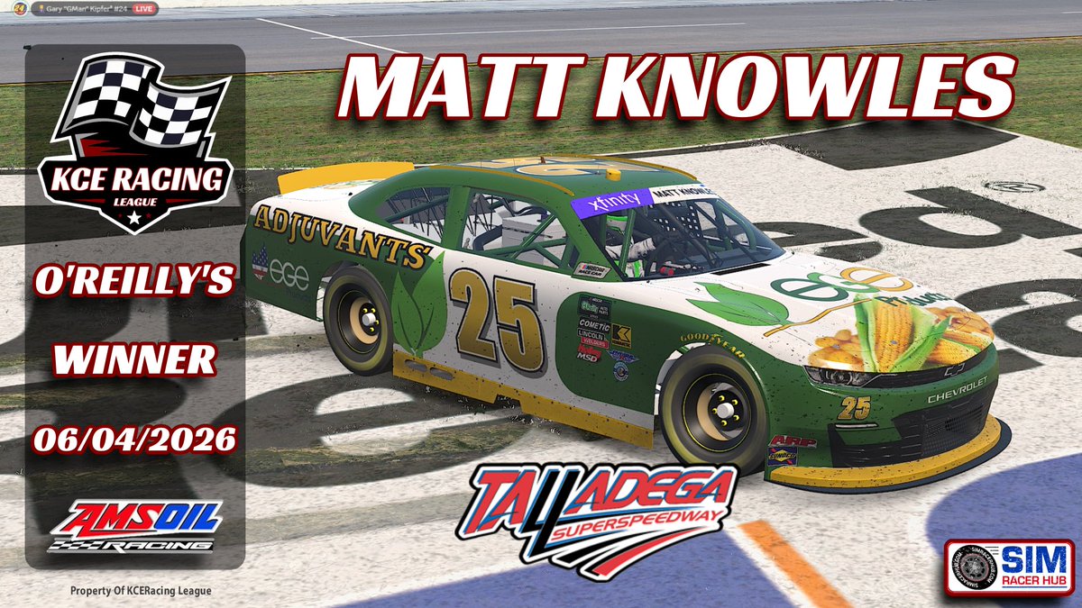 KCERacing's tweet photo. Congratulations to Matt Knowles on taking the checkered flag in the KCE Racing O'REILLy'S Series. Great win Matt! https://t.co/O7Hv8u5cNF