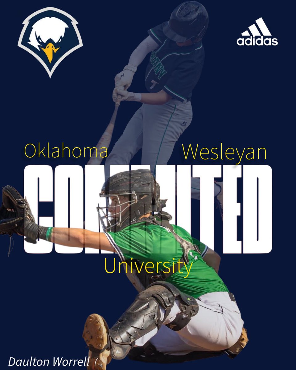 DaultonWorrell's tweet photo. I’m excited to announce that I am committed to Oklahoma Wesleyan to further my career as a baseball player and further my Christian values, to play college baseball is a dream come true, thank you to my dad for always pushing me and the coaches at OKWU for the opportunity. 🦅 https://t.co/q4Hf5exSXV