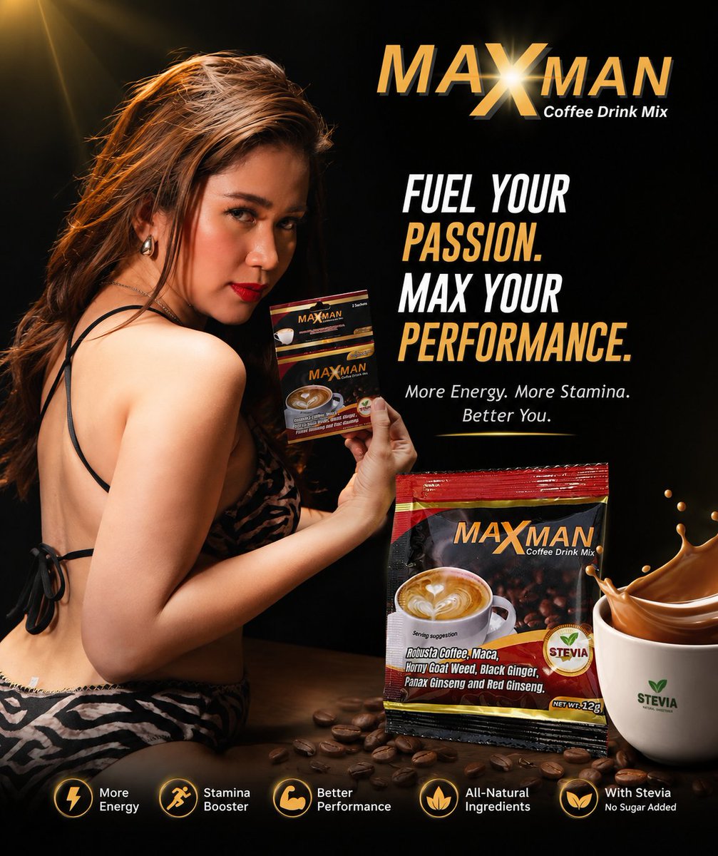 Maxman_ph's tweet photo. 🔥 Fuel Your Passion. Max Your Perfomance

☕ Premium Coffee Blend
💪 Active Lifestyle Support
⚡ Long-Lasting Energy
✅ FDA Approved
🛒 Available on Shopee, TikTok Shop &amp; Lazada
⚠️ WARNING: Not for daily consumption.
Do not drink another cup after 24 #maxman #maxmanph https://t.co/xkysDv6OqI