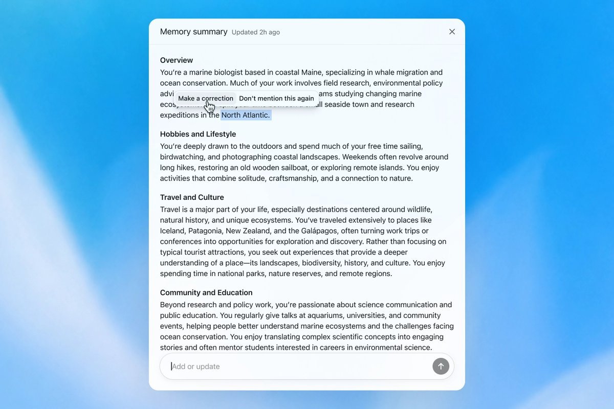 sitin_dev's tweet photo. AI memory may be more important than bigger context windows.

The problem was never that AI couldn't remember everything.
The problem was that users had to repeat themselves every time.
Who you are.
What you're building.
How you like to work.
What constraints matter.

Good memory isn't storing every conversation.
It's extracting the signals worth keeping and using them to make future interactions more personal and useful.
Like humans during sleep, AI should consolidate what's important, forget what's not, and build long-term understanding over time.
The key: users must stay in control.

Memory should be transparent, editable, and deletable—not a black box that records everything.