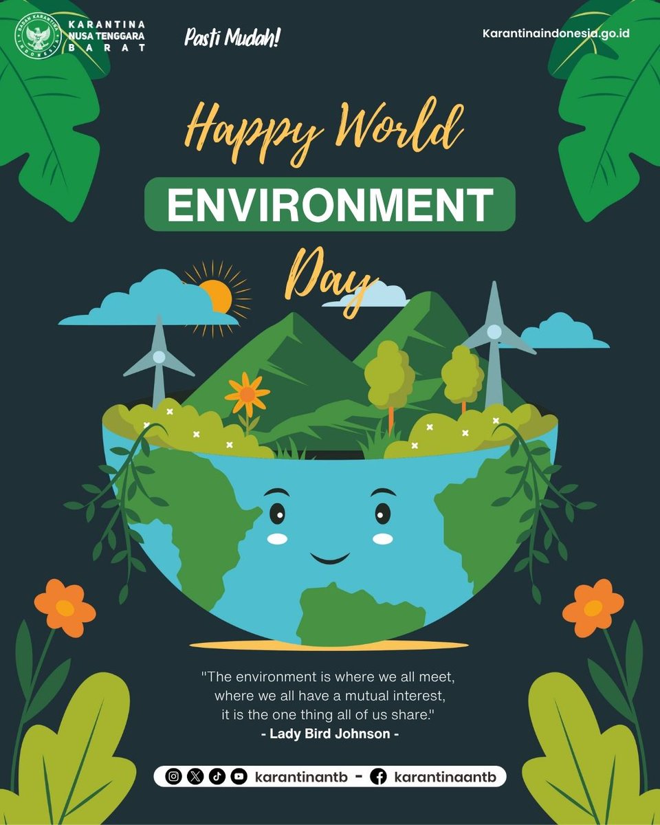 karantinantb's tweet photo. Selamat Hari Lingkungan Hidup Sedunia

#HariLingkunganHidup #WorldEnvironmentDay #GoGreen #JagaBumi #BadanKarantinaIndonesia #Barantin https://t.co/rmwpCOcnZv