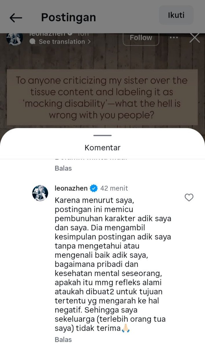 yelvyah's tweet photo. dan ini tanggapan dari kakak nya yang ngebela kelakuan adiknya yang ableist. one makes ableist content, the other defends it….. no accountability, no reflection, just excuses. the irony writes itself 😂😂😂😂 https://t.co/SrbAzfUKk6