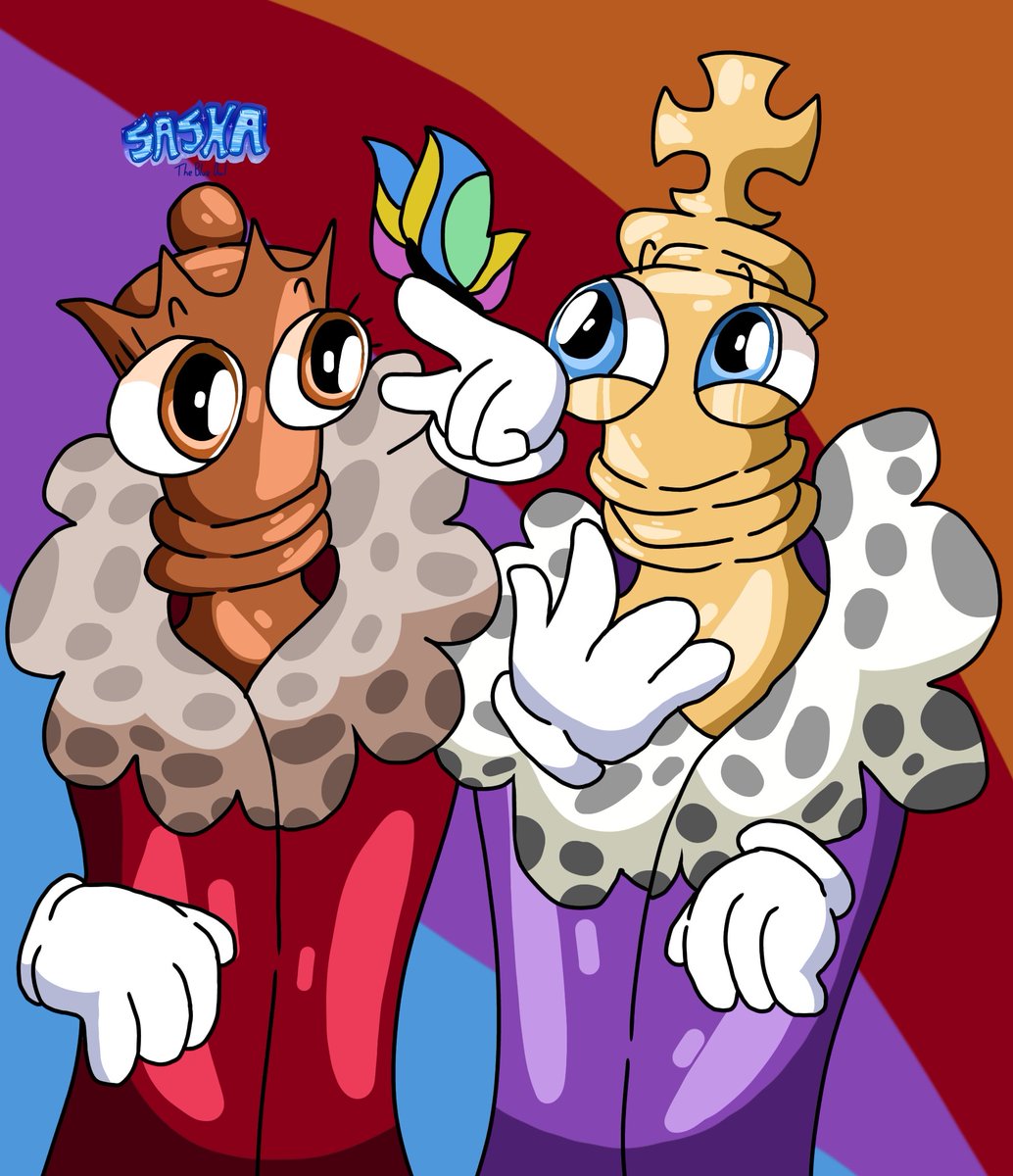 SashaTheBlueOwl's tweet photo. Kinger and Queenie ♟️👑💗

#theamazingdigitalcircus #tadc #digitalcircus #kinger #tadckinger #queenie #tadcqueenie #checkmates #glitch #glitchproductions #digitalart #fanart https://t.co/SX6HNz3gUs