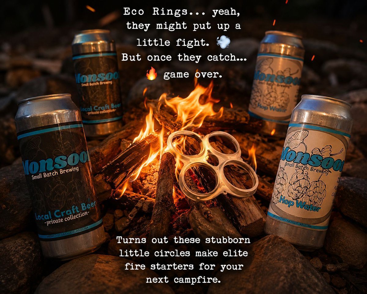 MonsoonBrewCo's tweet photo. Crack a Monsoon Brew, strike a match, and let it burn! 🤘

#CampfireFuel #EcoRings #FireStarter #WeekendVibes #DesertNights #MonsoonBrew https://t.co/lt58AYa9np