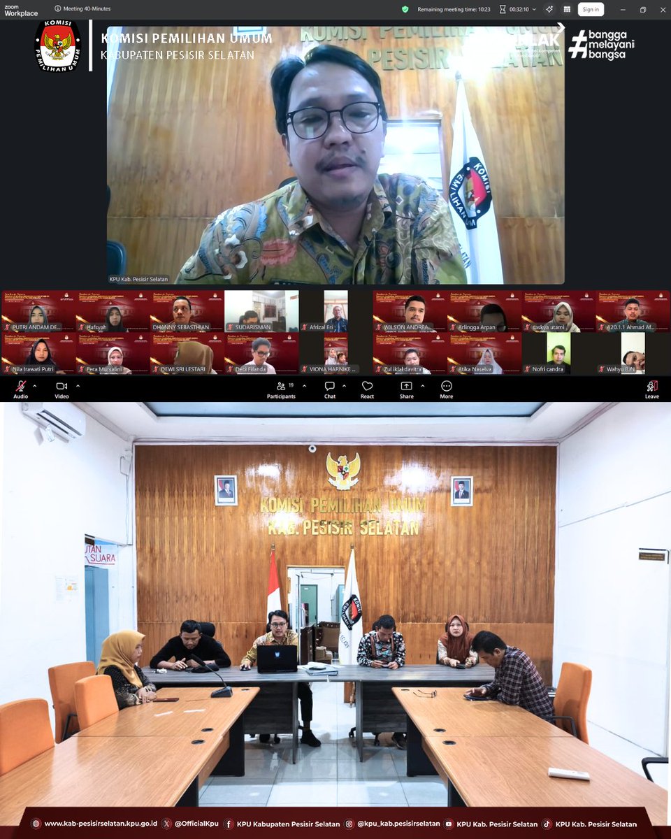 OfficialKpu's tweet photo. #TemanPemilih, dalam rangka memastikan pelaksanaan tugas kedinasan berjalan efektif dan sesuai ketentuan, KPU Kabupaten Pesisir Selatan melalui Plt. Sekretaris, Ferdian, melaksanakan kegiatan pemantauan dan pengawasan terhadap pegawai yang bekerja dengan sistem-cont https://t.co/YmWYXPp02f