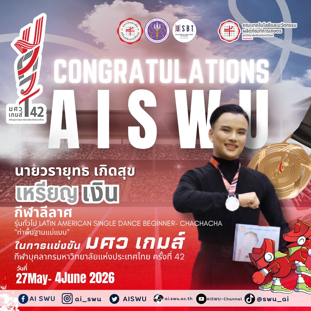 AiswuC's tweet photo. คณะเทคโนโลยีและนวัตกรรมผลิตภัณฑ์การเกษตร มศว🫶👏👏👏
.
ขอแสดงความยินดีกับ บุคลากรที่ไปรับรางวัล
.
ในการแข่งขัน มศว เกมส์ กีฬาบุคลากรมหาวิทยาลัยแห่งประเทศไทย ครั้งที่ 42 
มศว องครักษ์ จังหวัดนครนายก https://t.co/ps9TSPl7jo