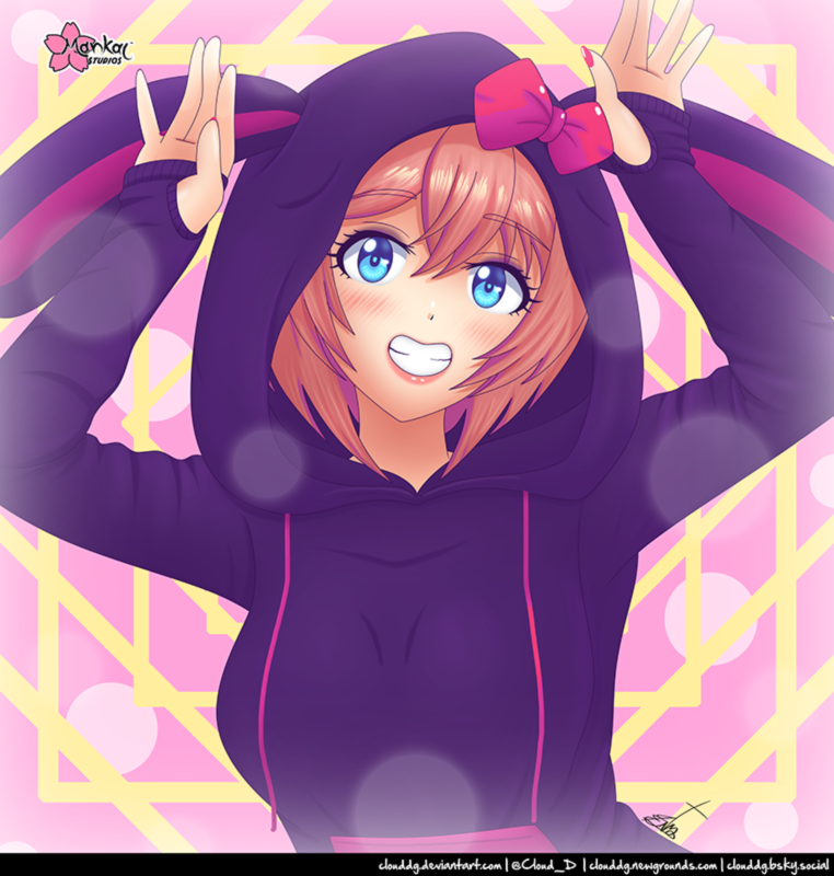 Cloud_D's tweet photo. Hoodie bunny Sayori 🐰💙 https://t.co/tbwPNI8adO