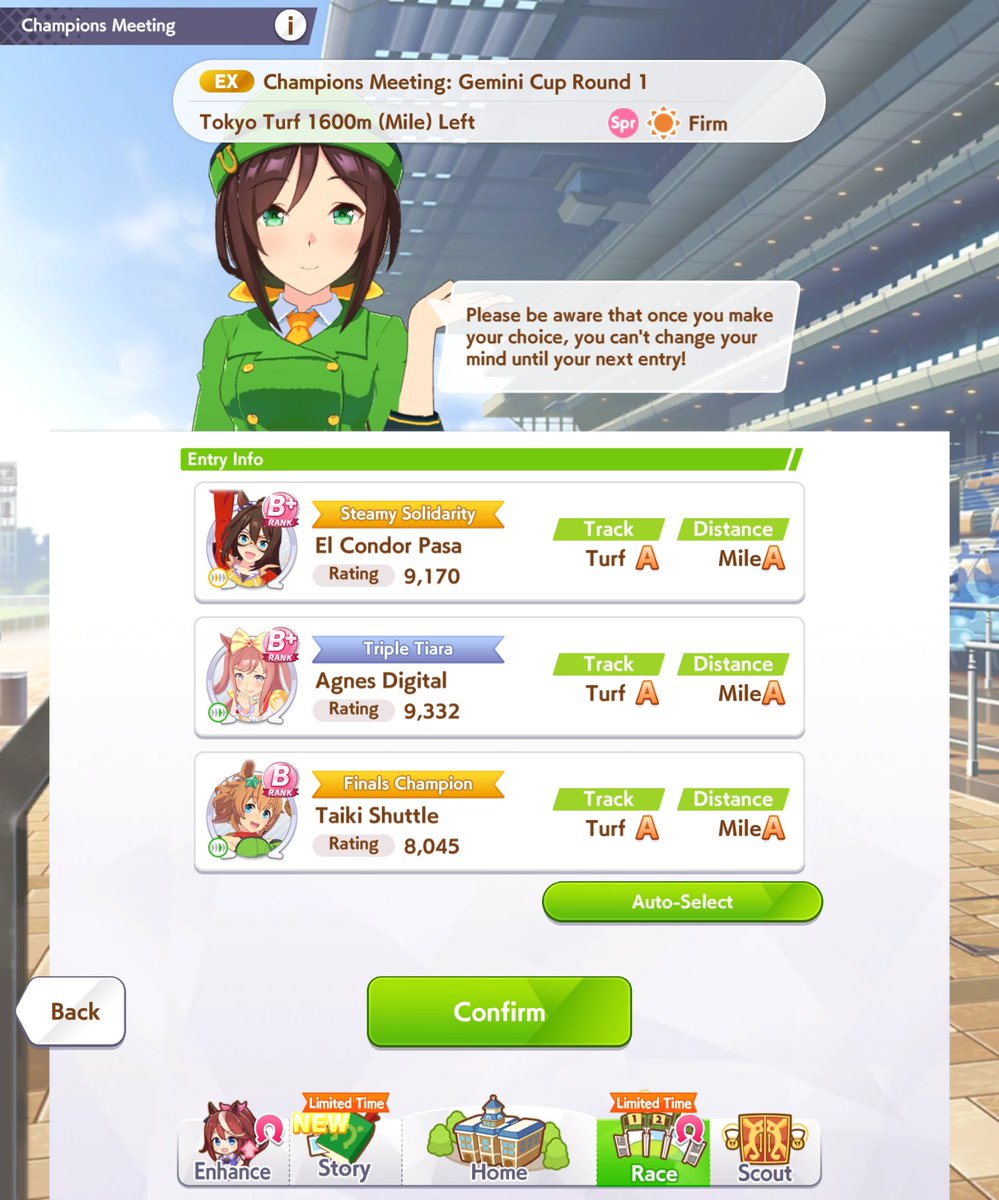mman212's tweet photo. Time to fail this CM goal is at least 1 win, Ines Fujin is my alternate racer if all else fails lol https://t.co/bDFMxm9rat