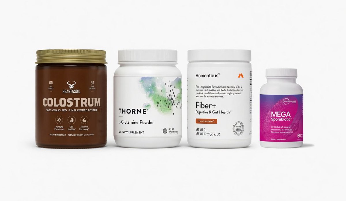 MithMuel's tweet photo. Kefir (Raw if possible), sauerkraut (really good on top of steak)

Chia seeds set in kefir in a mason jar, let it sit over night in the fridge (add cacao & honey for flavour, but chia = good fiber) 

Colostrum & L-Glutamine help

Spore-biotic from micro biome labs will reincarnate gut

Theralac trio if you want a month long total gut reset