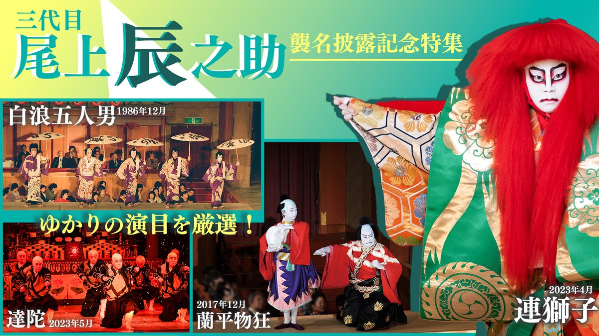 dokodemo_kabuki's tweet photo. ◤尾上左近 改め 三代目尾上辰之助 
　 襲名披露記念  特集配信決定‼ ◢

📅6/12㊎正午～配信開始‼

このたびの襲名を記念し、
#尾上辰之助 ゆかりの演目を特集!
歌舞伎オンデマンド初出しの貴重な映像も📹

『#白浪五人男』（1986年12月）
『#蘭平物狂』（2017年12月）
『#連獅子』（2023年4月）
『#達陀』（2023年5月）

詳細はこちら
🔗https://t.co/RkeiWNdT8n