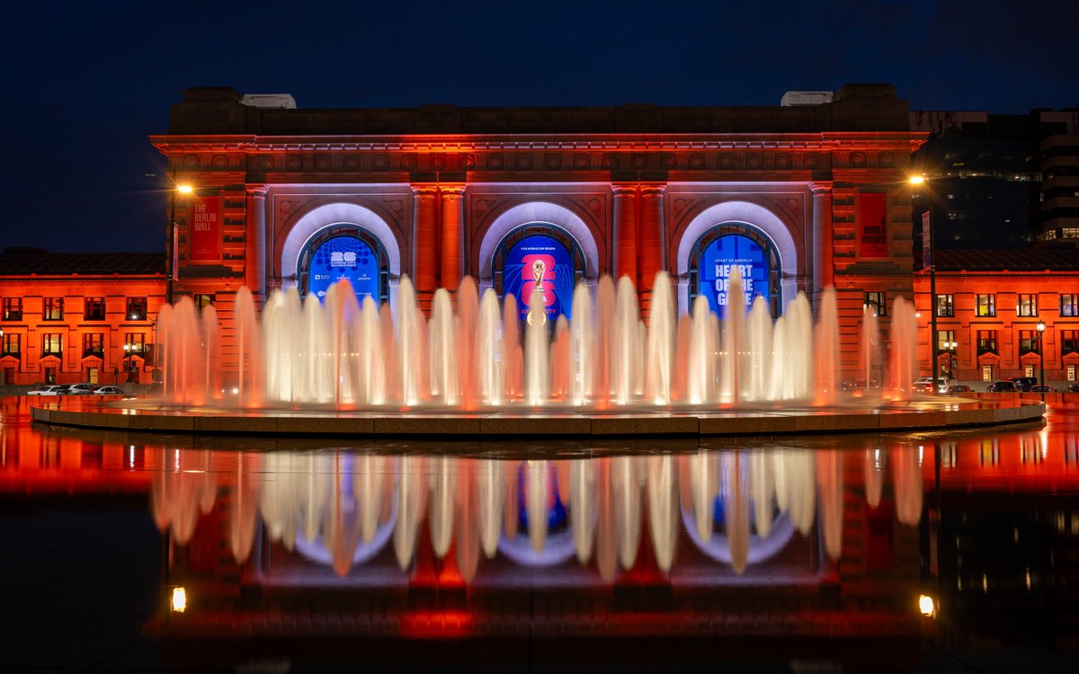 UnionStationKC's tweet photo. Tonight, Union Station is lighting up in support of the @KC_Mavericks! Join us as we celebrate their ECHL Western Conference Championship and cheer them on in the 2026 Kelly Cup Finals.
Let's go, Mavs!
Photos by Kent Auf Der Heide
#MavsNation #UnfinishedBusiness https://t.co/bAHmsWwmsm