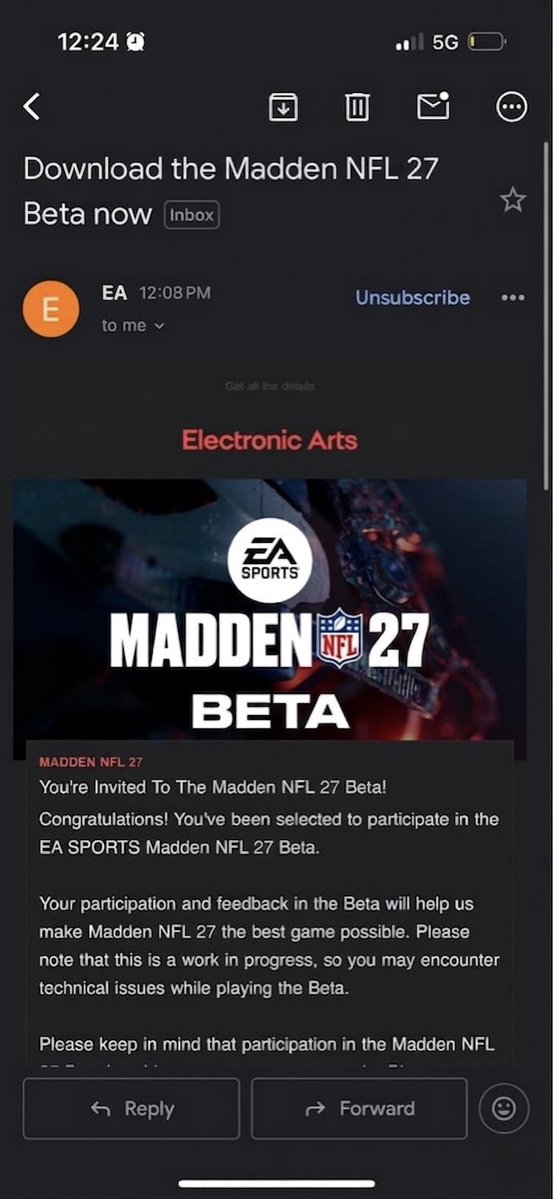 madden27beta's tweet photo. I HAVE 3 MADDEN 27 BETA CODES FROM EMAIL! This is the only way to play beta without the MVP+ Subscription for $145! I only have 3. $20 each. Dm me to buy #madden27 #madden27beta #cfb27 #fyp #madden https://t.co/7uMAaDuV8t