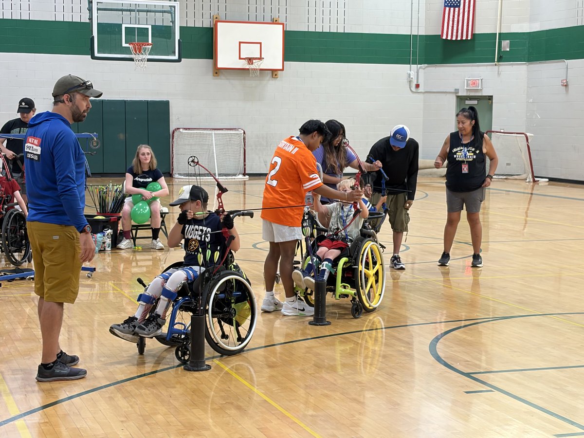 blwickoren's tweet photo. The 43rd Annual Colorado Junior Wheelchair Sports Camp hosted at Aurora Central High School.  
Day 4 of camp!  @NSCD swim/kayak &amp; Archery, @FirstTeeCRM Golf, Colorado Wheelchair Basketball, @MoveThroughYoga &amp; Rocky Mt Tennis Center. https://t.co/MBjGXWmgJe