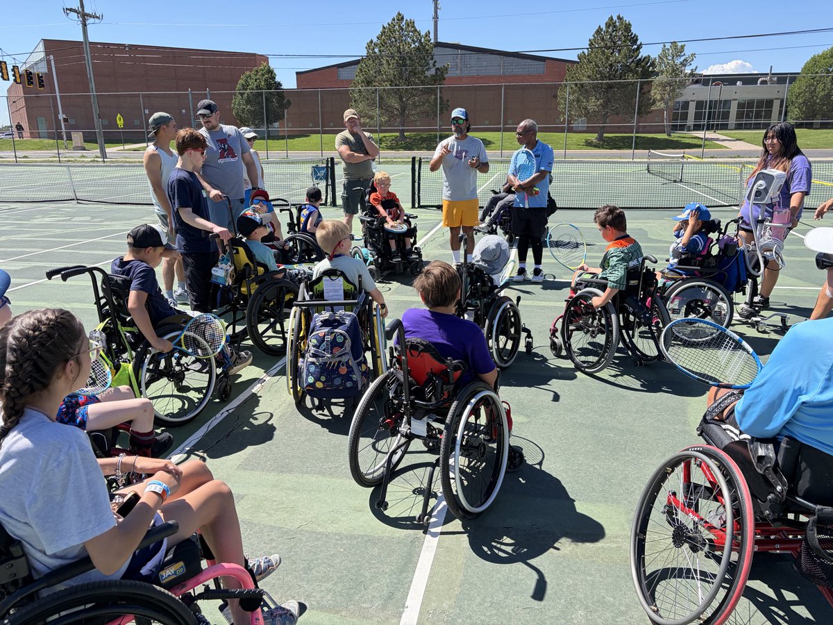 blwickoren's tweet photo. The 43rd Annual Colorado Junior Wheelchair Sports Camp hosted at Aurora Central High School.  
Day 4 of camp!  @NSCD swim/kayak &amp; Archery, @FirstTeeCRM Golf, Colorado Wheelchair Basketball, @MoveThroughYoga &amp; Rocky Mt Tennis Center. https://t.co/MBjGXWmgJe