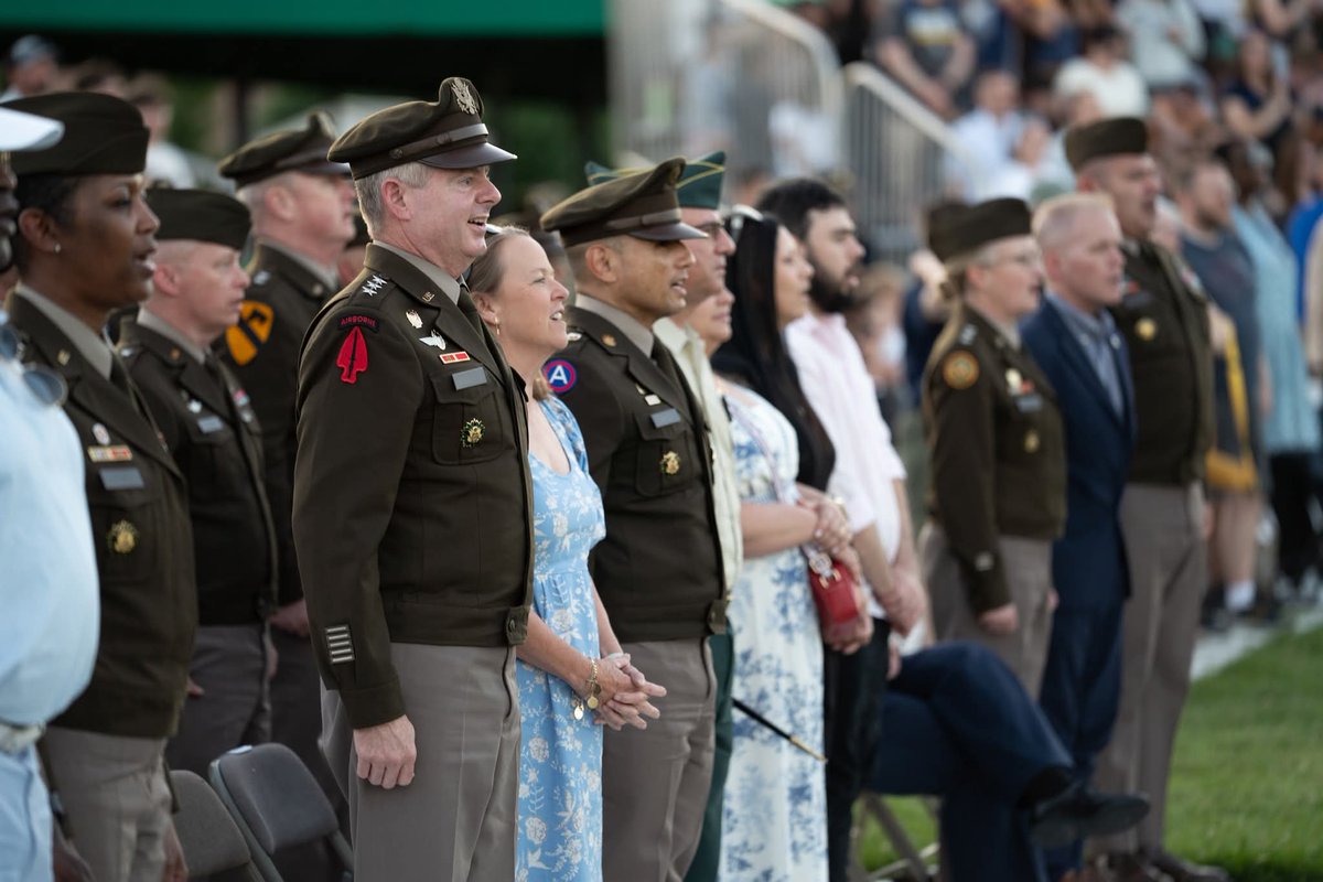 MDW_USARMY's tweet photo. It was great to finally be outdoors for Twilight Tattoo yesterday! Being able to do the show outdoors on Summerall Field allows us to give the audience the full experience, including firing by the Presidential Salute Battery, the inclusion of an ISV (Infantry Squad Vehicle) and HMMWVs (known as Humvees), and George Washington is able to ride in on horseback. But no matter if Twilight Tattoo is presented indoors or outdoors, our Soldiers provide the same ceremonial and musical precision each week as we tell audiences about the history of the Army Soldier and the flag we have fought to defend for 250 years.

Lt. Gen. Chris Mohan, commanding general of U.S. Army Materiel Command, hosted this week's Twilight Tattoo, and we really appreciate the great support he and the AMC team provided us this week! As part of the pre‑show, audience members interacted with U.S. Army Combined Arms Support Command static displays. CASCOM participated to highlight Army sustainment capabilities that enable Soldier and unit readiness.

We still have tickets for our remaining four shows for the season!  Next week we will be celebrating the @USArmy's 251st birthday, complete with a UH-60 helicopter flyover and parachute demonstration by the U.S. Army Golden Knights! For tickets to the June 10th show, visit: https://t.co/q35yKRxozE

For more information about Twilight Tattoo including links to tickets, visit:  https://t.co/pKydFslWAT

(U.S. Army photos by Sgt. Nathan Winter)