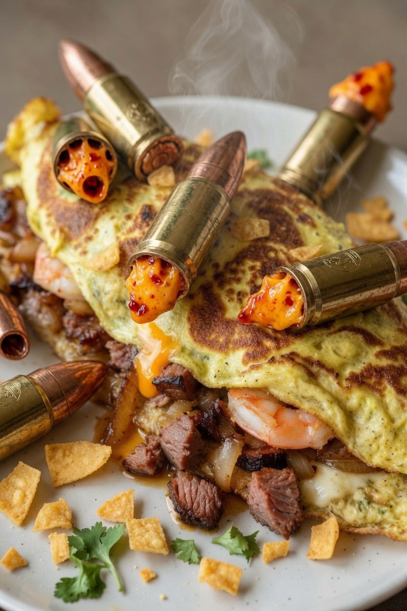 electropro17's tweet photo. @RichOToole omelette with jalapeno hollow points. Very popular on the north side at Greens Point... Aka Guns Point. https://t.co/l8R3l9RWo9