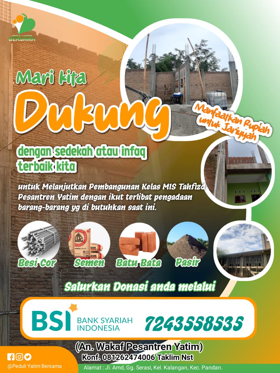 HadaitFiman's tweet photo. Yuk suport proses pembangunan kelas santri tahfidz yabg telah terhenti ±3 tahun terakhir dikarenakan kita masih kekurangan biaya utk pembelian bahan bangunan

Yuk ikut patungan!
@PeduliYatimBrsm 
#JumatBerkah https://t.co/c0RWBRizB4