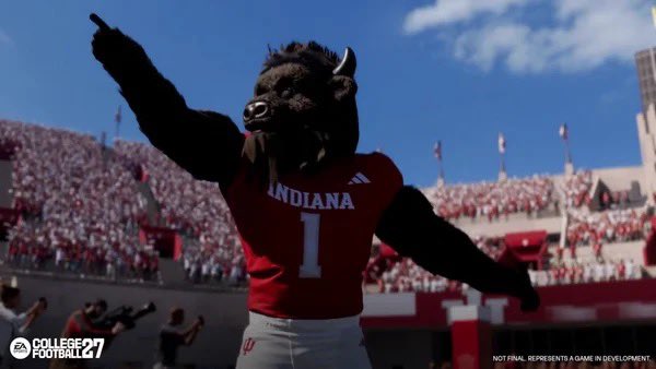 Jared_Kelly7's tweet photo. First look at Indiana’s mascot, Hoosier the Bison, in EA Sports College Football 27. #iufb https://t.co/WFFuIRdGfL