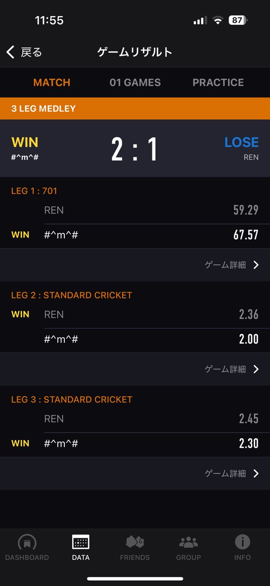 keeeee513's tweet photo. 昨日ハンデもらってやったマッチ割かし成績良かった https://t.co/g7wPZ6Pu5L