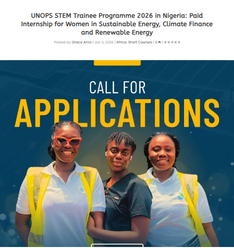 EmemShadrach's tweet photo. 📢 NIGERIAN WOMEN IN STEM! 🇳🇬✨

Looking to jumpstart your career in the global energy sector? The UNOPS STEM Trainee Programme 2026 is officially open for applications!

💼 Paid Internship
🌍 Focus: Sustainable Energy, Climate Finance &amp; Renewable Energy https://t.co/Kr8CBtcvjY