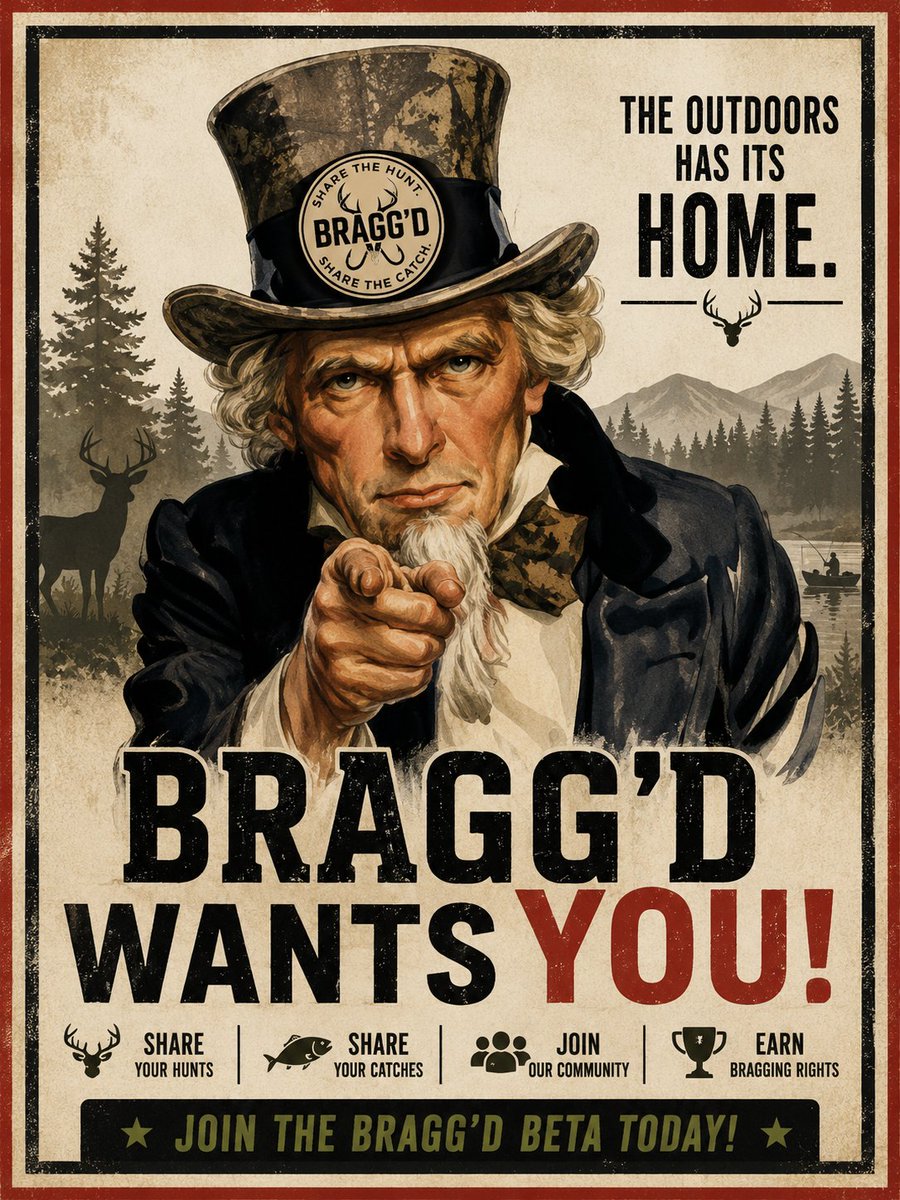 Braggd_app's tweet photo. 🚨 Beta Testers Wanted 🚨
We’re looking for hunters, anglers, and outdoor enthusiasts to test Bragg’d before launch.
🦌 Hunting
🎣 Fishing
🏕️ Outdoor Life
Help us build the social home for the outdoors.
Reply with “BETA” or DM us.
#Braggd #BetaTesting https://t.co/VmGPF72ojA