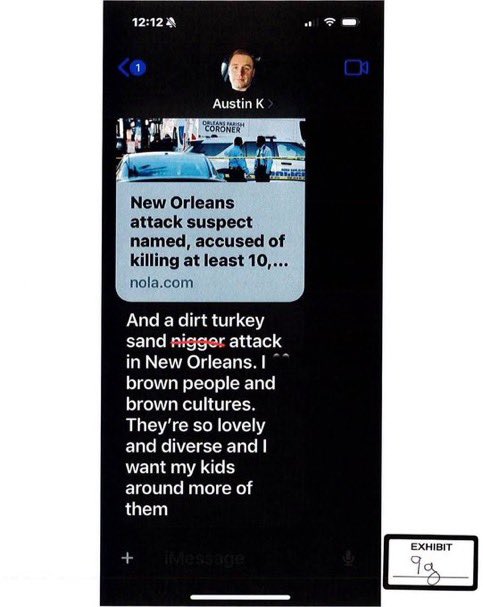 AFpost's tweet photo. Arkansas trooper Austin Kennedy’s text messages to his wife, in which he expresses his anger with the violence committed by minorities and the two-tier justice system that allows them to get away with crimes. 

Kennedy strongly disapproves of immigration as well. 

Follow: @AFpost