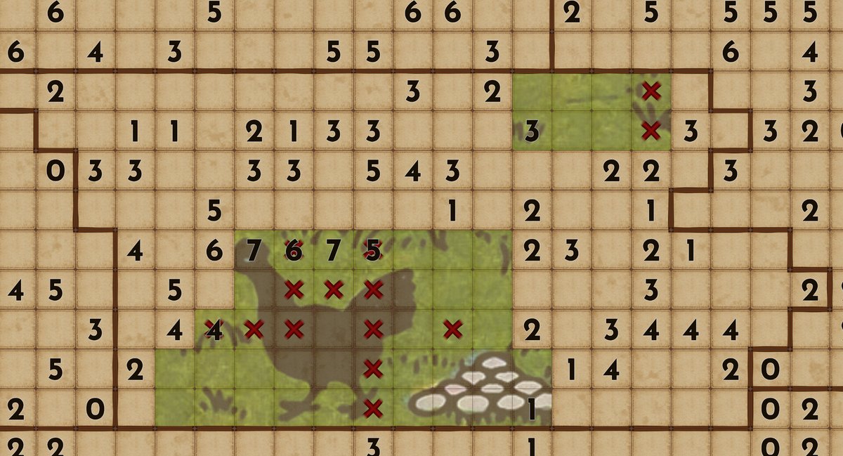 Indie_FreaksJP's tweet photo. 【Japanese Support🇯🇵】巨大地図を少しずつ完成させていく達成感を味わおう！

『The Minesweeper's Tale』
運要素なしマインスイーパーに挑むゲーム。

「Mosaic」シリーズに触発された作品。
巨大地図は複数地域に分かれ、問題を解くことで架空の地図が明らかになっていく。
地域の解説も楽しめる。 https://t.co/m9qDolFOKp