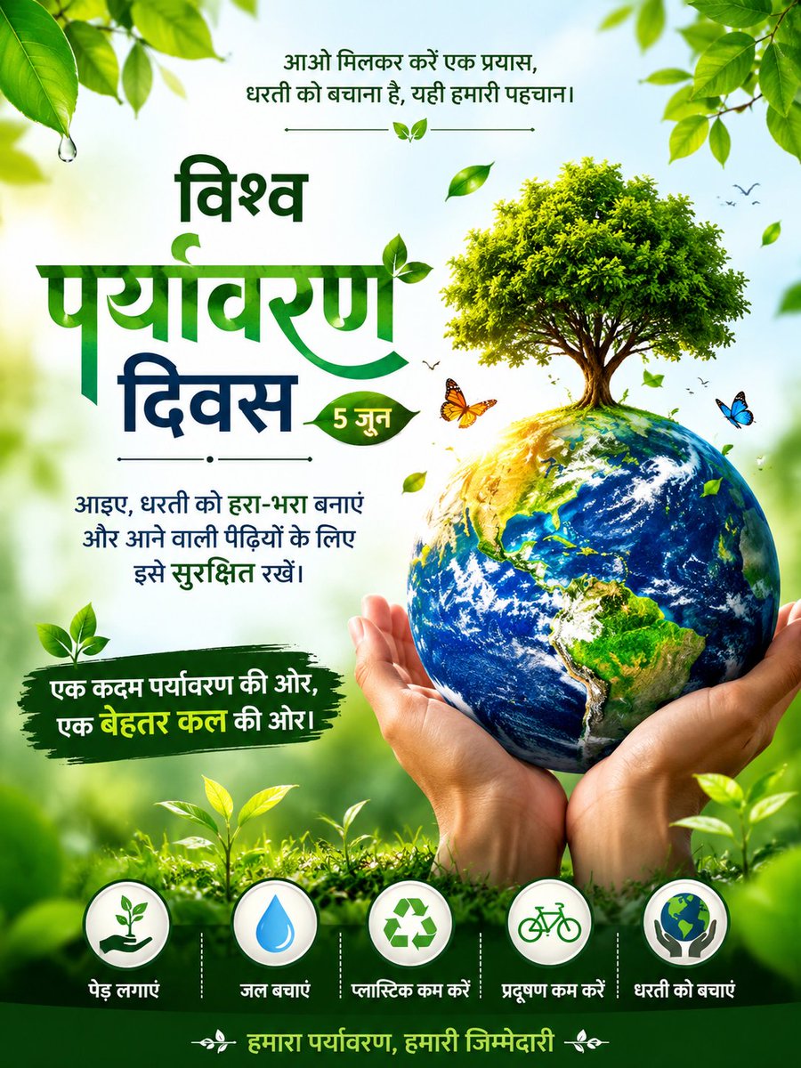 Ch_Priyankaa's tweet photo. बढ़ता प्रदूषण, घटते जंगल और बदलता मौसम हमारी धरती के लिए चेतावनी हैं। एक पेड़ लगाकर, प्लास्टिक कम करके और जल बचाकर हम बड़ा बदलाव ला सकते हैं। 🌍🌱
#WorldEnvironmentDay #EnvironmentDay #SaveEarth #GoGreen #ClimateAction #PlantATree #Sustainability #EcoFriendly #GreenPlanet #Nature https://t.co/CwyHqBlANj