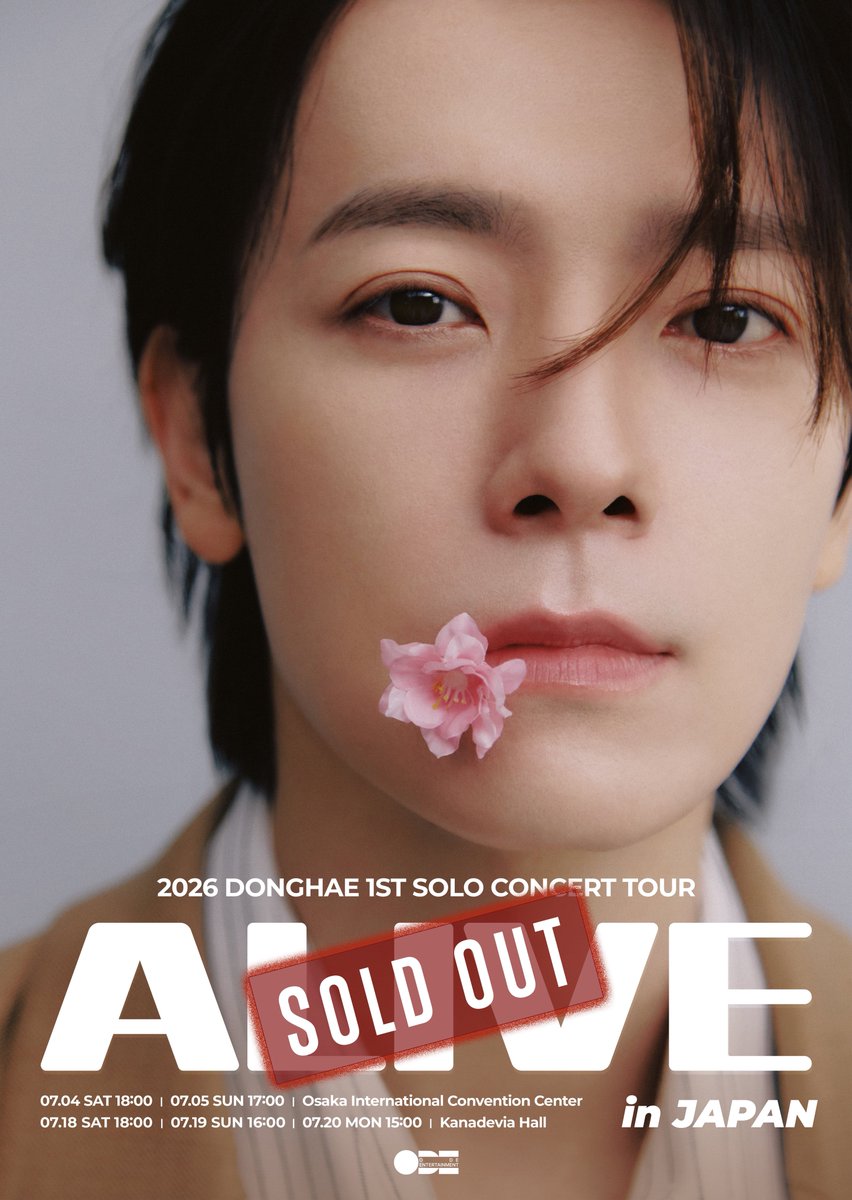 SJ_DnE_JP's tweet photo. .𖥔 ݁ ˖ ✦ ‧₊˚  𝟤𝟢𝟤𝟨 𝖣𝖮𝖭𝖦𝖧𝖠𝖤
𝟣𝖲𝖳 𝖲𝖮𝖫𝖮 𝖢𝖮𝖭𝖢𝖤𝖱𝖳 𝖳𝖮𝖴𝖱
𝗔𝗟𝗜𝗩𝗘 𝗜𝗡 𝗝𝗔𝗣𝗔𝗡  .𖥔 ݁ ˖ ✦‧₊˚ 

💙🎫THANK YOU SOLD OUT🎫💙

『2026 DONGHAE 1ST SOLO CONCERT TOUR [ALIVE] IN JAPAN』
ご好評につきチケットがSOLD OUTとなりました！
たくさんのお申し込み、ありがとうございました🐯

#동해 #DONGHAE #ドンへ
#슈퍼주니어DnE #SuperJuniorDnE
#ALIVE