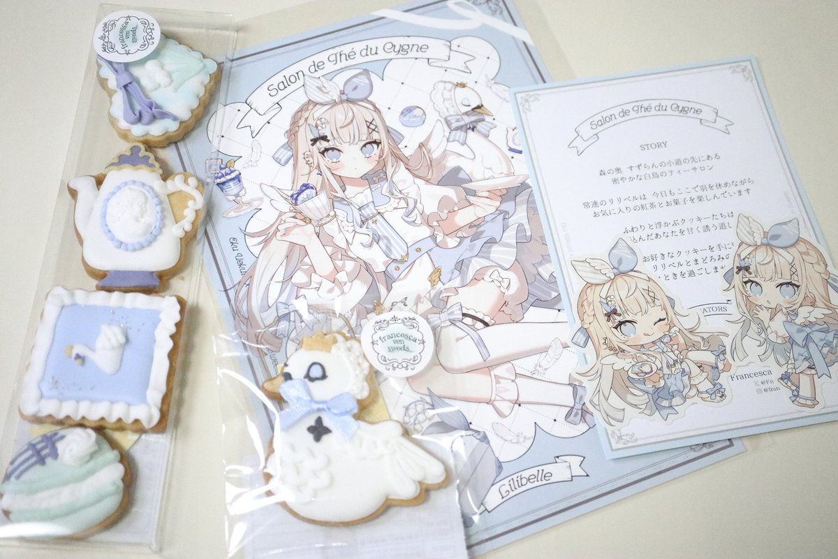 luka17love's tweet photo. Francesca von Sweetsさんと上倉エク先生のめちゃめちゃ可愛いコラボアイシングクッキー届きました🦢✨️
白鳥のクッキーにリアルリボンを付けるこだわりステキです🤗青系のパステルカラーと白をベースとした衣装のリリベルちゃんが、とっても優しくてお上品な印象で可愛いです☺️🩵🤍
#えくのーと https://t.co/REJnzScEuR