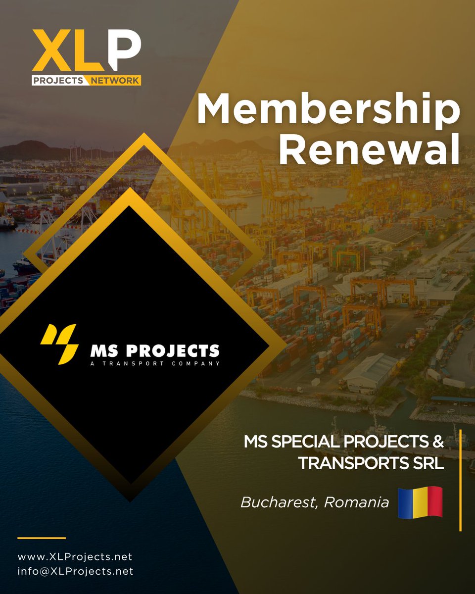XLPNetwork's tweet photo. We are pleased to announce that MS Special Projects &amp; Transports SRL in Romania has renewed their membership to XLProjects!

#XLProjects #AINetworks #LogisticsNetwork #freightnetworks #heavylift #MSSpecialProjectsTransportsSRL https://t.co/4gt5BD1BSy
