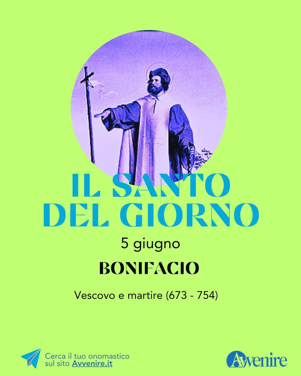 Avvenire_Nei's tweet photo. Bonifacio. Costruttore di civiltà alle radici dell’Europa (a cura di Matteo Liut).

In questi giorni, in cui è in gioco il futuro dell’Europa unita, il progetto politico nato dall’intento di superare divisioni e conflitti antichi, vale la pena ricordare che al cuore del Vecchio Continente ci sono da sempre i valori del Vangelo. E lungo i secoli sono stati i testimoni del Risorto a dare forma a una società che oggi fa della difesa dei diritti e della pace un saldo baluardo. Sono testimoni come san Bonifacio, vero e proprio costruttore di civiltà, a rappresentare i veri padri dell’Europa. Si chiamava Vinfrido ed era nato attorno al 673 nel Devonshire da una nobile famiglia inglese. Dopo essere diventato monaco, pronunciando i voti nell’abbazia di Exeter e di Nurslig, si fece missionario tra le popolazioni germaniche sulla riva destra del Reno, dove però dovette fare i conti con numerose difficoltà, inclusi gli scontri politici tra signori locali e sovrani. Chiamato a Roma da papa Gregorio II, venne ordinato vescovo e ricevette il nome di Bonifacio. Tornato in terra germanica fondò l’abbazia di Fulda, vero centro propulsore spirituale di tutto il suo apostolato, e fissò la sede episcopale a Magonza. Attaccato da alcuni pagani, morì nel 754 a Dokkum, nell’odierna Olanda. Altri santi. Sant’Eutichio di Como, vescovo (482-539); san Luca Vu Ba Loan, martire (1840).