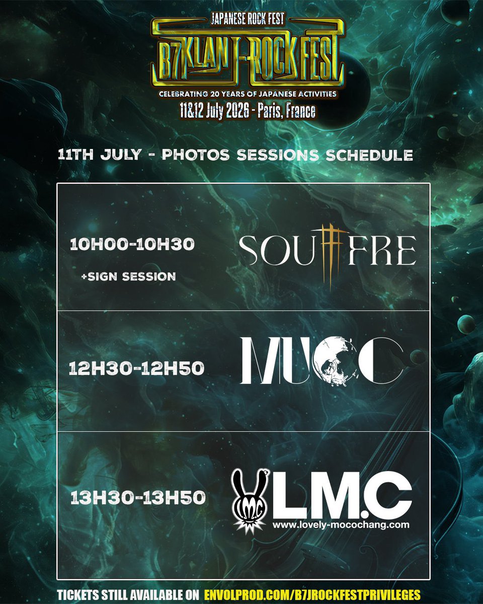 LMC_staff's tweet photo. 【LIVE】
B7KLAN J-ROCK FEST -DAY 1-
11 July 2026
Arena Grand Paris (France) 
https://t.co/YaZ0FYhoCN

▼LM.C SCHEDULE▼
👐13h00-13h30 LM.C
Meet &amp; Greet
📷13h30-13h50 LM.C
Photos Session

🎤19h00-19h55 LM.C
Live Show

Event Details⏬
https://t.co/fPlZIEwMky https://t.co/ip4GlmIxVc