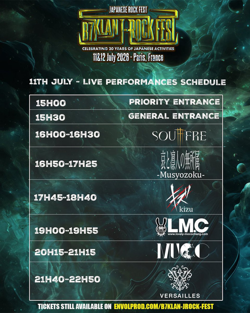 LMC_staff's tweet photo. 【LIVE】
B7KLAN J-ROCK FEST -DAY 1-
11 July 2026
Arena Grand Paris (France) 
https://t.co/YaZ0FYhoCN

▼LM.C SCHEDULE▼
👐13h00-13h30 LM.C
Meet &amp; Greet
📷13h30-13h50 LM.C
Photos Session

🎤19h00-19h55 LM.C
Live Show

Event Details⏬
https://t.co/fPlZIEwMky https://t.co/ip4GlmIxVc