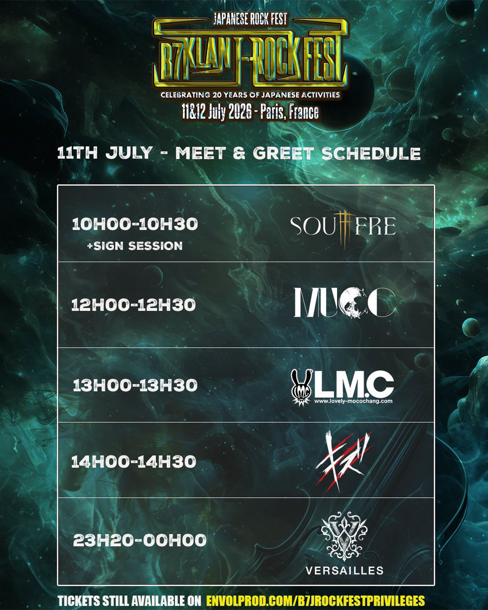 LMC_staff's tweet photo. 【LIVE】
B7KLAN J-ROCK FEST -DAY 1-
11 July 2026
Arena Grand Paris (France) 
https://t.co/YaZ0FYhoCN

▼LM.C SCHEDULE▼
👐13h00-13h30 LM.C
Meet &amp; Greet
📷13h30-13h50 LM.C
Photos Session

🎤19h00-19h55 LM.C
Live Show

Event Details⏬
https://t.co/fPlZIEwMky https://t.co/ip4GlmIxVc