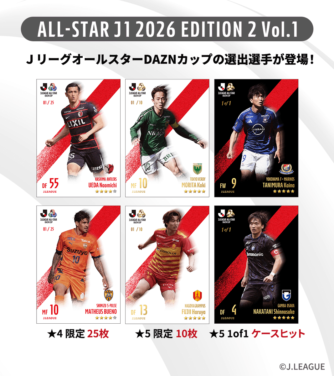 Jリーグ カード 95年 非売品 SONYレコード製 🚩販売パック紹介】 🔴ALL-STAR J1 EAST / WEST 2026 EDITION Vol.1 6