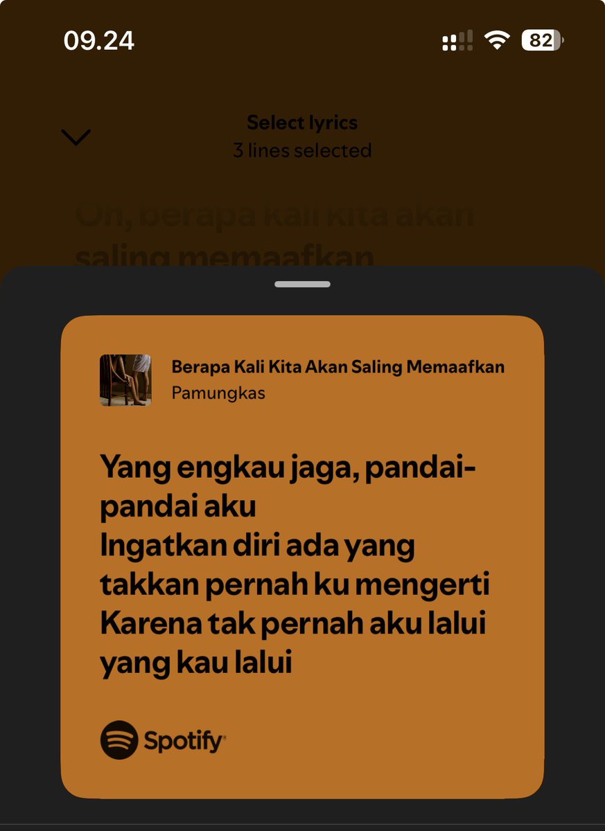 ofBleuMoon's tweet photo. terlepas dari skandal pamungkas yang pernah gesek-gesekin hp ke kontol itu 😭 

i have to admit, "berapa kali kita akan saling memaafkan" is such a good song.

ada satu lirik yang tiap denger selalu nusuk “pandai-pandai aku ingatkan diri, ada yang takkan pernah ku mengerti. karena tak pernah aku lalui yang kau lalui.”

it's such a simple reminder that sometimes we're too busy judging people's reactions, choices, atau cara mereka menghadapi sesuatu, tanpa sadar kalau kita nggak pernah benar-benar hidup dalam situasi yang sama.

you can empathize, you can try to understand, but there will always be things you'll never fully get because you simply didn't walk the same path. and honestly, that's okay.

well said.