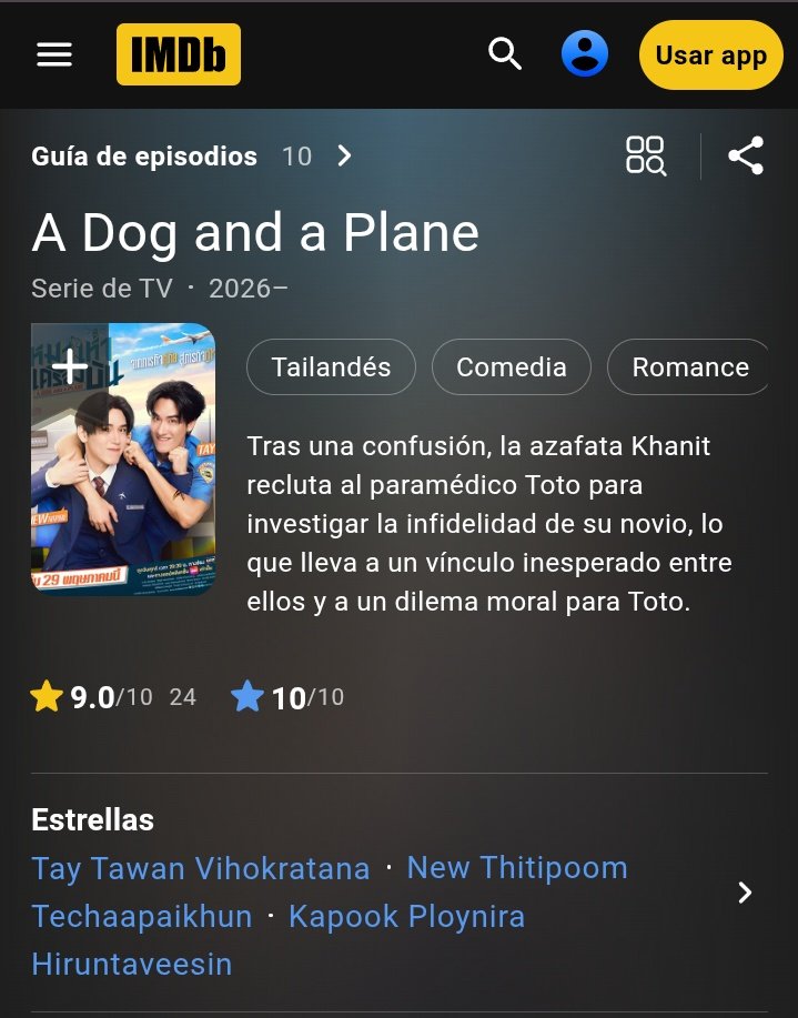 TayNew_Arg's tweet photo. 🚨 ¡A DOG AND A PLANE EN LO MÁS ALTO! 🚨

¿Sabías que calificar la serie fuera de las redes es muy importante a la hora de definir su éxito internacional? 📈 Apoyemos puntuando la serie de TayNew en las plataformas de crítica más grandes del mundo. 🐶✈️

¿Por qué es vital que lo hagamos ya? 👇
✨ MyDramaList: Mantener una nota alta lleva la serie a los rankings globales. El algoritmo la recomienda automáticamente a personas fuera del fandom.
✨ IMDb: Es la base de datos de cine y TV más importante del mundo. Una buena puntuación atrae a distribuidoras y al público general.

👉 ¡Es superfácil! Entrás con tu cuenta de Google en los links, vas a las estrellas y ponés tu calificación (¡apuntemos al máximo! ⭐)

⭐ IMDb: https://t.co/hNuiyxB3A7
⭐ MyDramaList: https://t.co/QlLWj2RlDx

#ADogAndAPlane #TayNew #เตนิว #Tawan_V #เตตะวัน #Newwiee #GMMTV