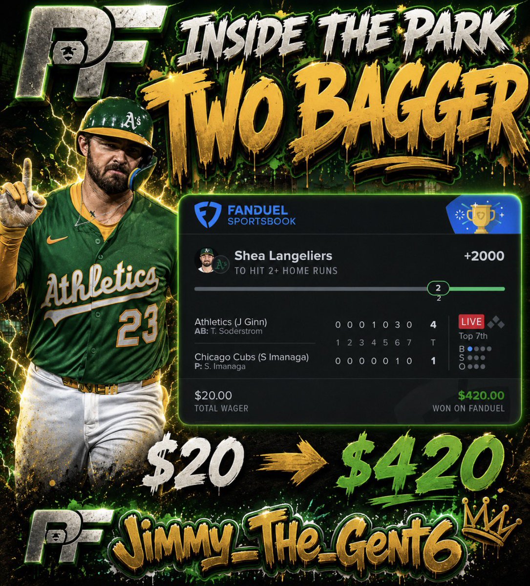 PropFella's tweet photo. ✅ CASHED +2000 MLB 2+ Homeruns Lotto from @Jimmy_the_Gent6 ⚾️💥

$20 ➡️ $420 💰

All plays posted in the Discord ➡️ https://t.co/meSvDnWsP5 https://t.co/wkMKc2sboB