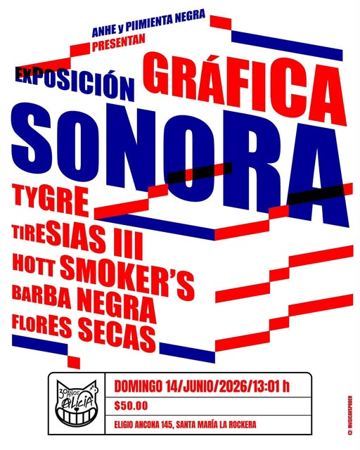 multiforoalicio's tweet photo. ANHE y PIIMIENTA NEGRA
PRESENTAN
EXPOSICIÓN GRÁFICA SONORA
Tygre
Tiresias III
Hott Smokers
Barbanegra MX
Flores Secas
DOMINGO 14 DE JUNIO DE 2026, 13:00 HRS $50.00
Boletos
https://t.co/a5jJ61FhF8
Taquilla Alicia
MULTIFORO ALICIA
ELIGIO ANCONA 145
SANTA MARÍA LA ROCKER https://t.co/JUHPUjX0qT