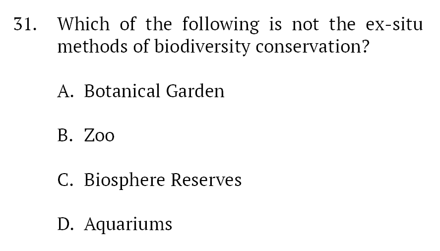 mbtupsc's tweet photo. 𝐄𝐍𝐕𝐈𝐑𝐎𝐍𝐌𝐄𝐍𝐓 𝐏𝐑𝐀𝐂𝐓𝐈𝐂𝐄 𝐐𝐔𝐄𝐒𝐓𝐈𝐎𝐍

Which of the following is not the ex-situ methods of biodiversity conservation?

#𝐔𝐏𝐒𝐂𝟐𝟎𝟐𝟔 #𝐂𝐀𝐏𝐅 #𝐍𝐃𝐀 #𝐂𝐈𝐒𝐅 #𝐂𝐃𝐒 https://t.co/TP66zv853H