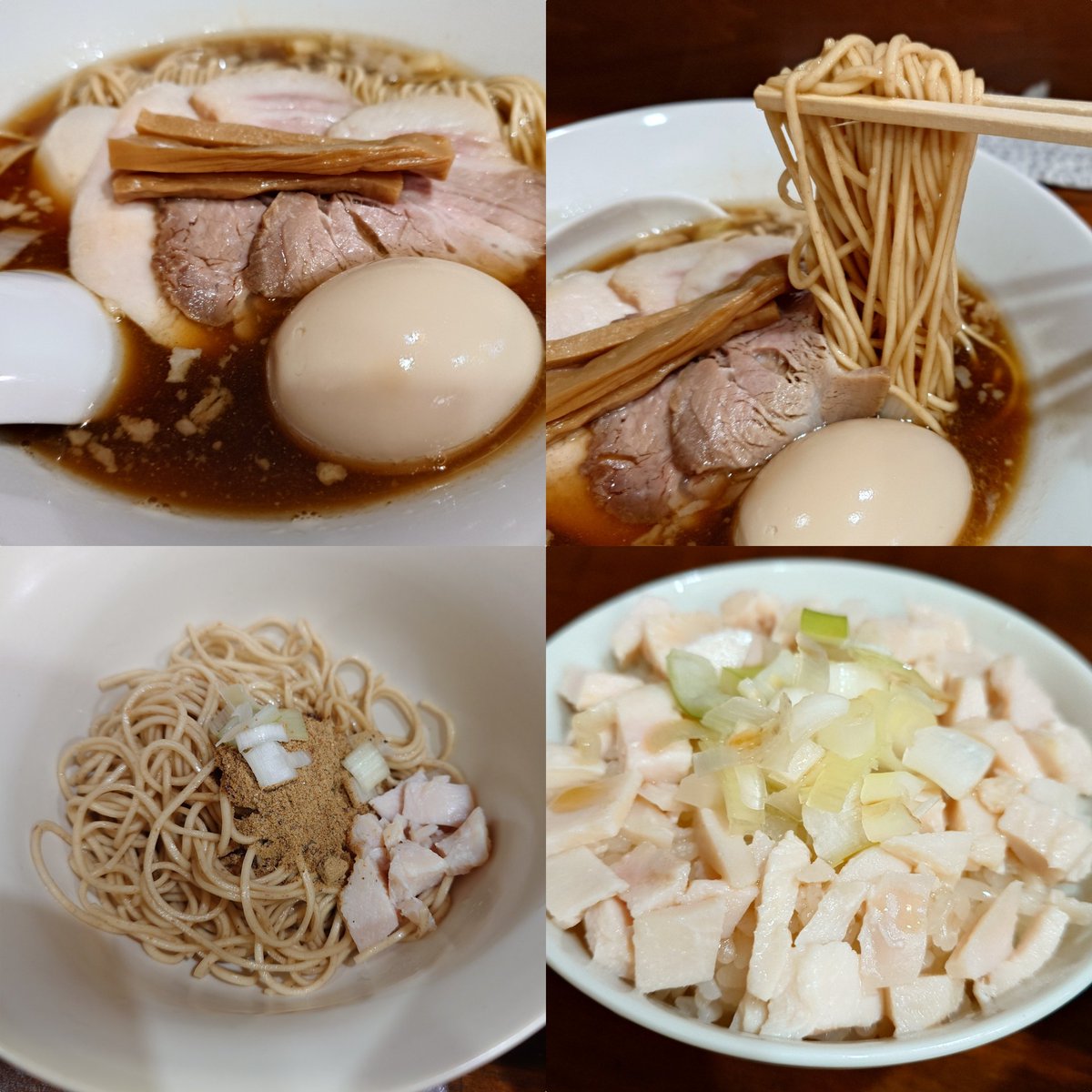 isofurabon6969's tweet photo. 無化調煮干しらぁ麺誠実さん

特製醤油らぁ麺+背脂🍜
半和え玉🥢
ネギ塩鶏チャ丼🍚

醤油がキリッとした煮干し清湯って
この辺にありそうで無いので
無二感もありますし
個人的に大好きな仕上がり😋

バラ海苔と背脂を半分残して和え玉に
投入しスープを徐々に加えたら
恐ろしく美味でした🙆

#嵐山町 https://t.co/Q3IYVXmIBy