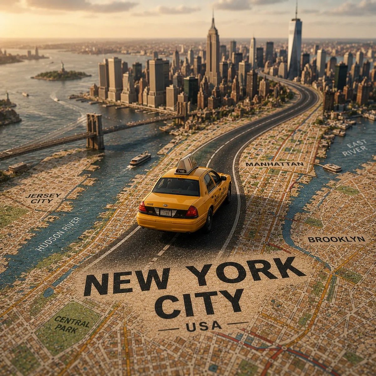 Sairah_0's tweet photo. GPT Image 2 On ChatGPT 

Prompt:

Create a highly detailed cinematic miniature tilt-shift travel scene of [CITY NAME] featuring a realistic [VEHICLE NAME] driving along a winding elevated road that emerges naturally from a printed vintage-style city map. The road should curve dramatically toward the background skyline and landmarks of [CITY NAME], while the vehicle remains the clear focal point in the foreground.

Blend the real city seamlessly with the illustrated map surface so the road appears integrated into the map itself. Include recognizable local landmarks, waterways, architecture, vegetation, and atmosphere associated with [CITY NAME], but keep the composition clean and uncluttered.

Show large bold typography of “[CITY NAME]” printed directly on the map in the foreground. Use warm golden-hour lighting, shallow depth of field, realistic textures, cinematic shadows, aerial perspective, and photorealistic detail. The overall aesthetic should feel like a premium Instagram travel poster mixed with a miniature diorama.

Aspect ratio 1:1.