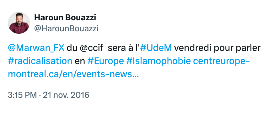 yclaude's tweet photo. @JFLisee Désolé de vous décevoir, mais ...
Monsieur #Bouazzi est au contraire très ouvert d'esprit, à la politique frériste du #CCIF (Marwan Muhammand...), par exemple : https://t.co/ZEbzRp5bev