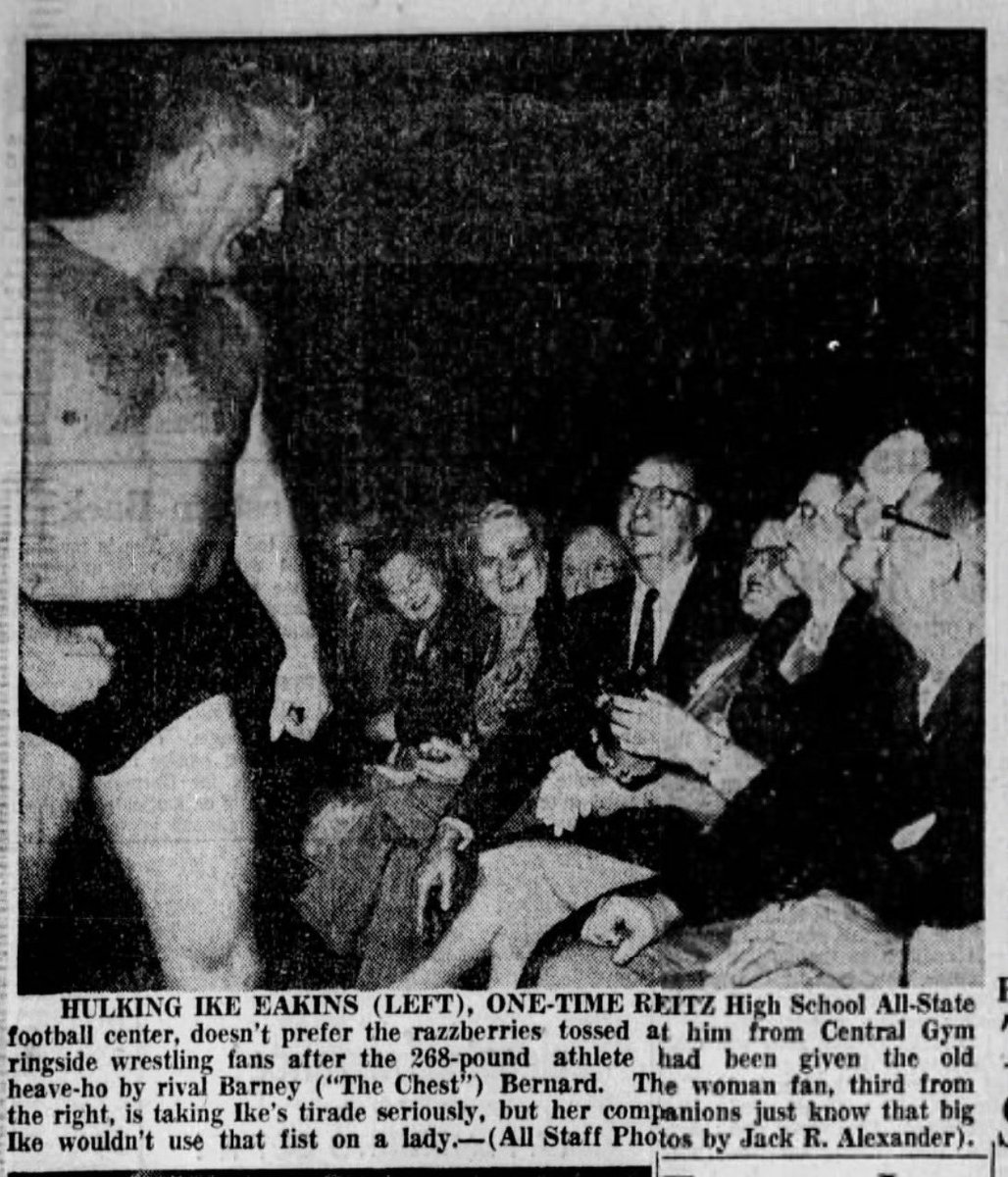 sdulaney's tweet photo. 5. Bobby Managoff (9x)
4. Ike Eakins (12x, Evansville native)
3. Joe Millich aka “The Super One” (14x)
2. Barney “Chest” Bernard (16x)
1. Stu Gibson (28x)

Whipper Billy Watson defended the NWA title 4x, Lou Thesz defended it once. https://t.co/Iu81wqS0Q1