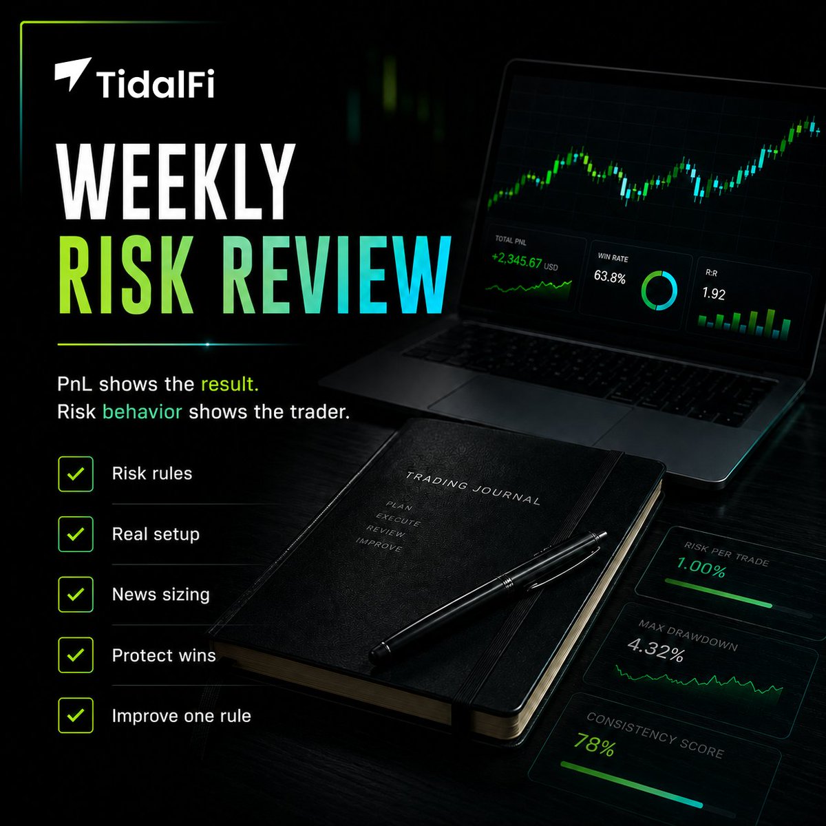 TidalFiOfficial's tweet photo. Most traders review their PnL.

Funded traders should review their risk behavior.

Here are 5 questions to ask before the week ends: https://t.co/b6AQDAeEIH