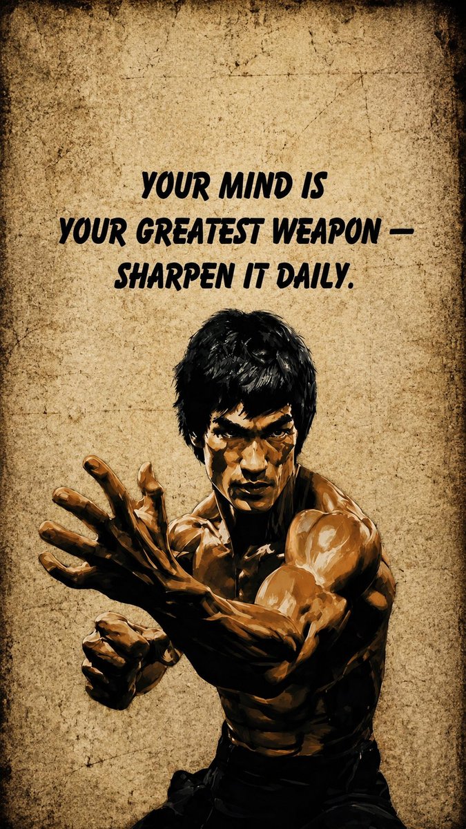Im_Alien_X's tweet photo. A sharp mind creates an unstoppable life. Sharpen it every day. ⚔️🧠

#BruceLeeWisdom #Mindset #DisciplineEqualsFreedom #MentalToughness #Success #FocusMode #PersonalGrowth #MotivationDaily #Leadership #MindPower #Consistency #KeepGrinding #ChampionMindset https://t.co/AiNz4CczWU